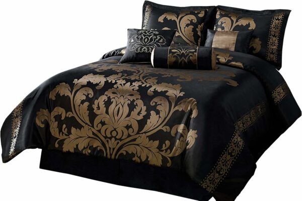 Chezmoi Collection Royale 7-Piece Jacquard Floral Comforter - Compare and Shop The Best Products NOW
