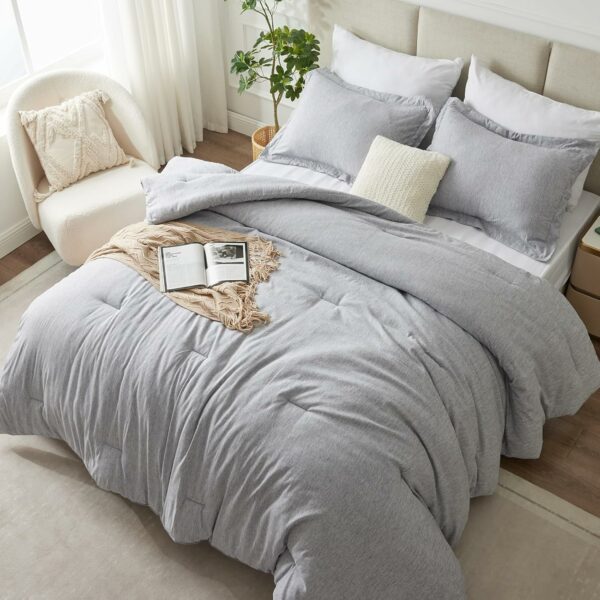 CozyLux Queen Comforter Set - 3 Pieces Light Grey Soft - Compare and Shop The Best Products NOW