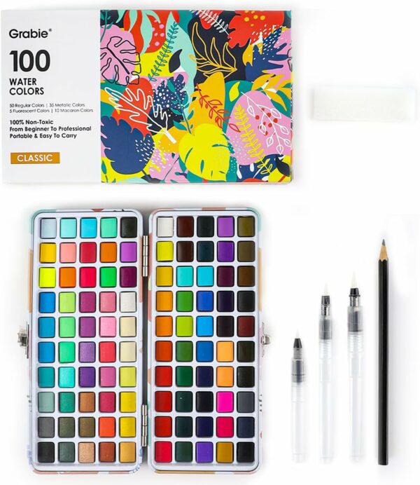 Grabie 100 Colors Watercolor Paint Set - 50 Regular 35 - Compare and Shop The Best Products NOW