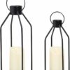 HPC Decor Modern Farmhouse Lantern Decor- Black Metal Candle - Compare and Shop The Best Products NOW