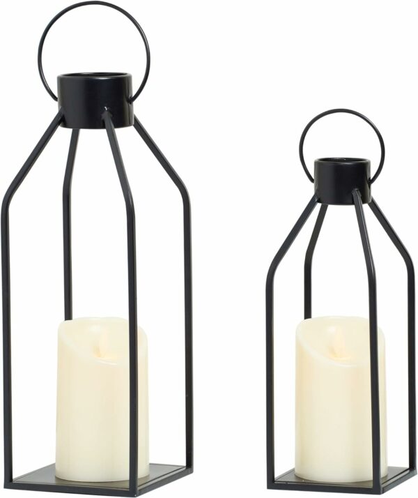 HPC Decor Modern Farmhouse Lantern Decor- Black Metal Candle - Compare and Shop The Best Products NOW