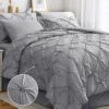 JOLLYVOGUE Grey Queen Comforter Set 7 Pieces Pintuck Comfor - Compare and Shop The Best Products NOW
