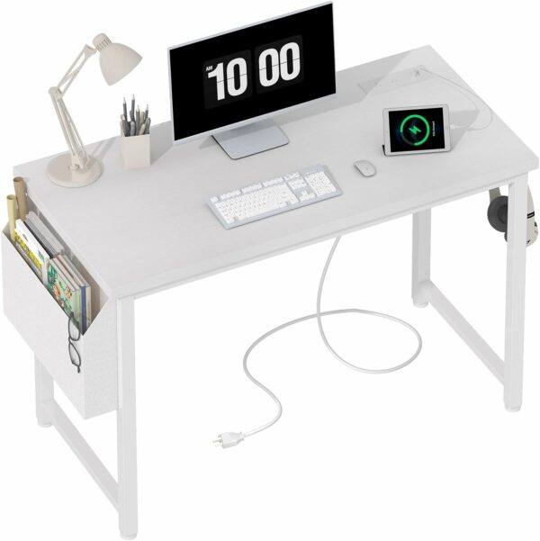 Lufeiya 39 inch White Computer Desk with Power Outlet 40 - Compare and Shop The Best Products NOW