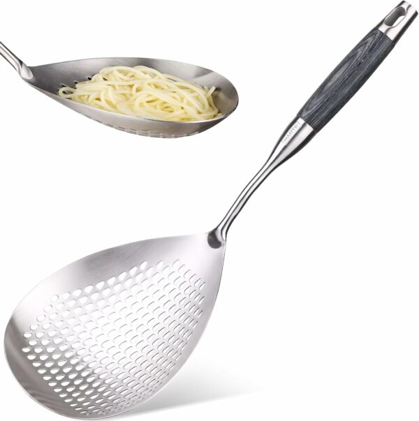 Skimmer Slotted Spoon -16in 304 Stainless Steel Pasta Spider - Compare and Shop The Best Products NOW