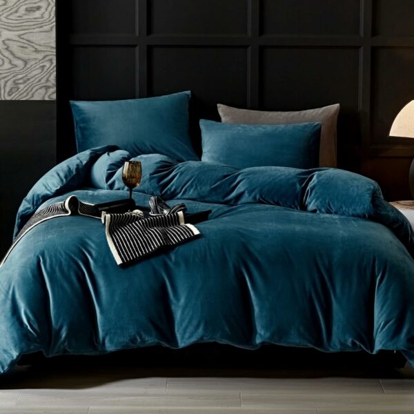 WARMDERN Blue Velvet Duvet Cover Queen Size Flannel Duvet Co - Compare and Shop The Best Products NOW