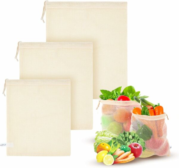3 Pack Reusable Produce Bags mesh produce bags reusable wash - Compare and Shop The Best Products NOW
