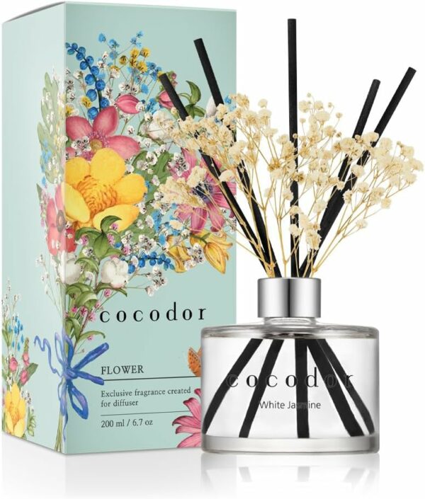 COCODOR Flower Reed Diffuser Set 67oz White JasmineSce - Compare and Shop The Best Products NOW