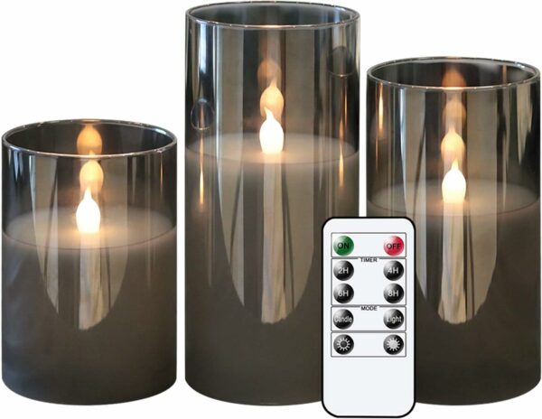 GenSwin Gray Glass Battery Operated Flameless Led Candles wi - Compare and Shop The Best Products NOW