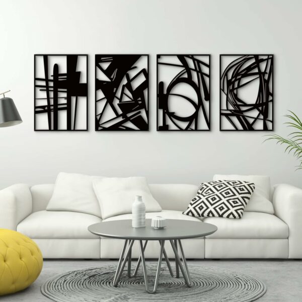Glamativity 4 Pack Black Abstract Metal Wall Art Minimalist - Compare and Shop The Best Products NOW