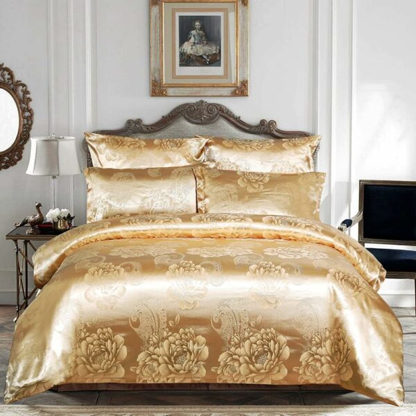 INFLAG Satin Duvet Cover King Size Floral Jacquard Satin Du - Compare and Shop The Best Products NOW