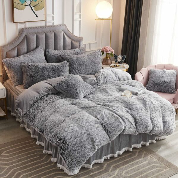 JAUXIO Luxury Plush Long Faux Fur 3 Pieces Bedding Set - Compare and Shop The Best Products NOW