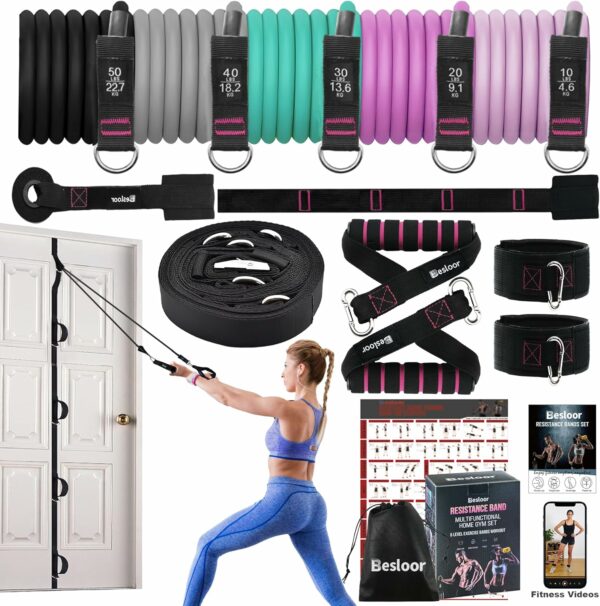 Resistance Band Set Exercise Bands with Handles Door Ancho - Compare and Shop The Best Products NOW