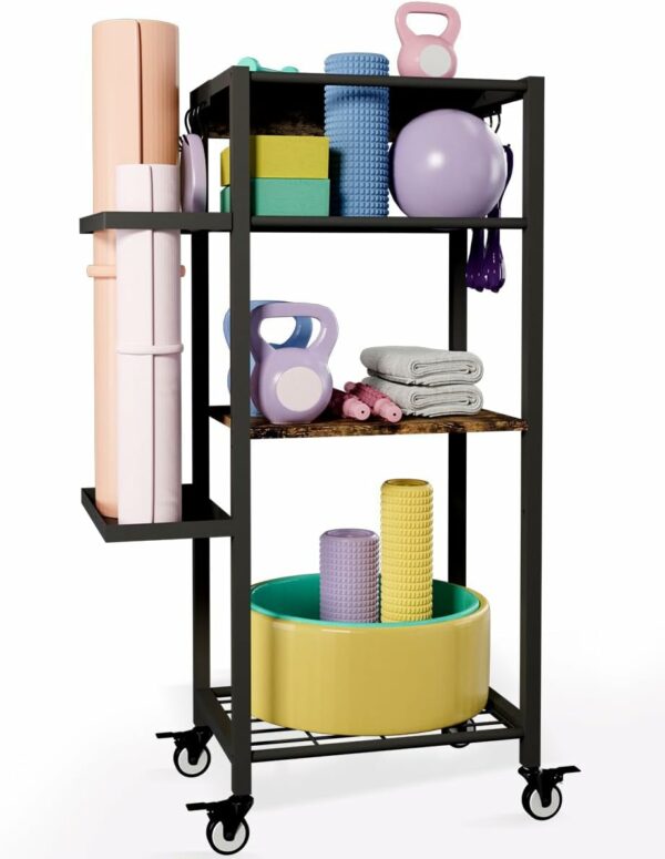 Yoga Mat Storage Rack with Wheels 3 Tier Home Gym - Compare and Shop The Best Products NOW